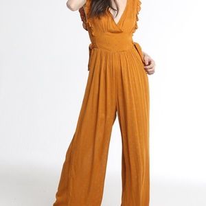 Mustard Yellow Floral Jumpsuit Dress